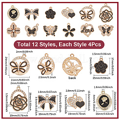 48шт 12 стиля подвески из сплава с эмалью&nbsp;ALRI-SC0001-50