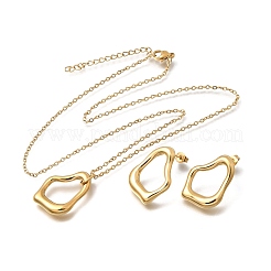 Unregelmäßiges Set aus Halskette und Ohrsteckern aus Edelstahl 304 mit Anhänger für Damen&nbsp;SJEW-E052-01G