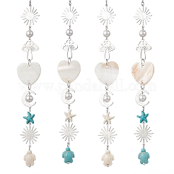 Синтетические бирюзовые бусины в виде морских звезд и черепах HJEW-JM03446