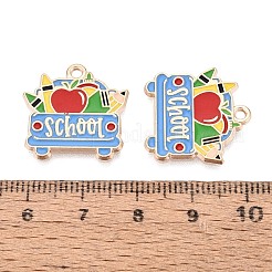 新学期用合金エナメルペンダント  鉛筆、リンゴ、本、クレヨンのチャーム  ライトゴールド  カラフル  20x20x1mm  穴：1.6mm&nbsp;ENAM-Q004-01KCG-26