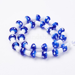 手作りランプワークビーズ連売り  キノコ  ブルー  11.5~14.5x9~11mm  穴：1mm  1個/連について  25インチ（13.54cm）&nbsp;LAMP-E015-03K