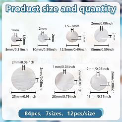 84 шт. 7 стиля плоских круглых подвесок из натуральной морской ракушки SSHEL-HY0001-12