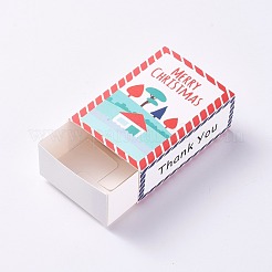 創造的なポータブル折りたたみ紙の引き出しボックス  ジュエリーキャンディーウェディングパーティーギフト包装箱  長方形  クリスマステーマ  カラフル  箱：8.4x6x3センチメートル&nbsp;CON-D0001-06B