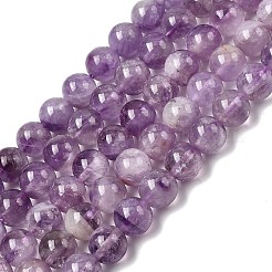 Нити круглых бусин из натурального лавандового аметиста G-O134-08-6mm-01