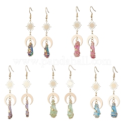 Натуральный кварц кристалл болтающийся серьги&nbsp;EJEW-JE06409