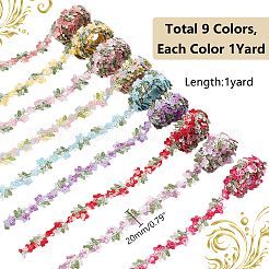 9 ярд двухцветной полиэстеровой кружевной ленты с цветочной вышивкой OCOR-WR0001-50