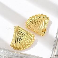 Pendientes de botón de acero inoxidable 304 con forma de concha&nbsp;EJEW-A125-67G