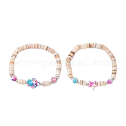 Браслеты из натуральных пресноводных ракушек в виде морских черепах и морских звезд&nbsp;BJEW-55.0-04