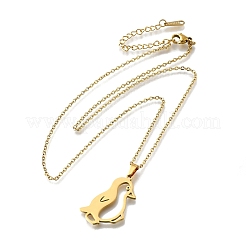 Ожерелья с подвеской в виде пингвина из нержавеющей стали 304 с лазерной резкой для женщин и мужчин NJEW-Q032-01C-G