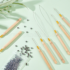 8 шт. железные спицы для вязания с деревянной ручкой TOOL-FG0001-07