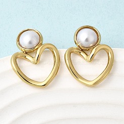 Серьги-гвоздики с жемчугом из АБС-пластика 201 из нержавеющей стали EJEW-Z151-13G-01