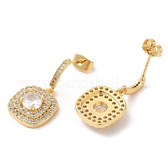 Прямоугольные серьги-гвоздики с кубическим цирконием&nbsp;EJEW-Q769-07G