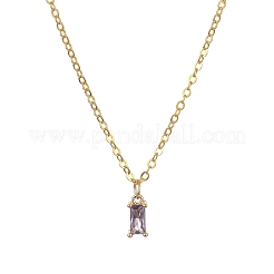Collier pendentif rectangle en verre avec chaînes de câbles en laiton doré&nbsp;NJEW-FZ00011
