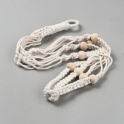 Macetero colgante de macramé de poliéster hecho a mano con cuentas de madera&nbsp;AJEW-TAC0038-35