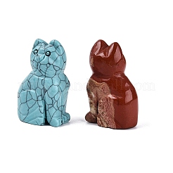 Set di statuette a forma di gatto in pietre preziose miste&nbsp;G-Q615-09