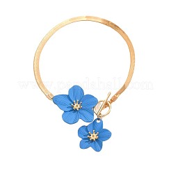 Bracelets de cheville en alliage de fleurs et breloque en plastique CCB avec chaîne serpent en fer&nbsp;FS-WGEA5BB-03