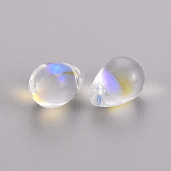 透明スプレー塗装ガラスチャーム  ティアドロップ  ミックスカラー  14x10x10mm  穴：1mm&nbsp;GLAA-T016-37