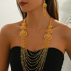 Набор из многослойного ожерелья и серег в форме сердца из сплава для женского банкета&nbsp;FY9686