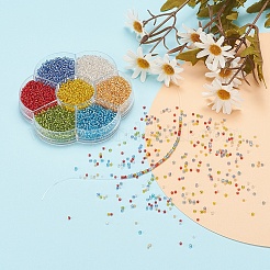 7 цвет стеклянных круглых бусин&nbsp;SEED-YW0001-24A-01