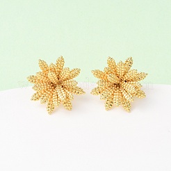 Серьги-гвоздики из латуни с цветком EJEW-D346-06G