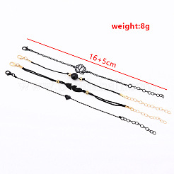 4шт 4 стиля браслеты из сплава лотоса и браслеты из бусин для женщин WGB67B7-01