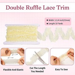 10 ярд полиэстеровой плиссированной эластичной кружевной отделки&nbsp;SRIB-TA0001-23C