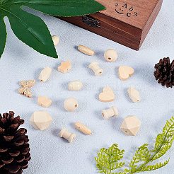 Perles de bois non finies et non teintes&nbsp;WOOD-NB0001-34