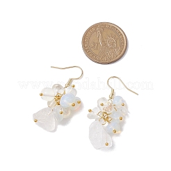 Серьги с подвесками из натуральных кристаллов кварца и опалита EJEW-JE05986