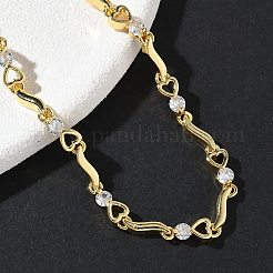 Браслеты-цепочки с закрученными звеньями из латуни с микропаве из прозрачных кубических цирконий для женщин&nbsp;BJEW-G764-06G
