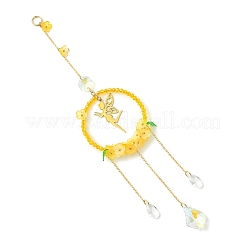 Atrapasueños de vidrio y acrílico con cadenas de cable de latón y colgantes de acero inoxidable 201.&nbsp;HJEW-JM04987-01