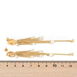 Серьги-гвоздики из латунного АБС-пластика с жемчужными кисточками EJEW-U040-11G