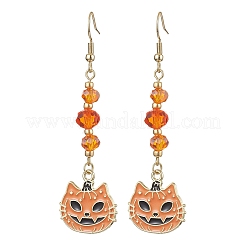 Хэллоуин пряничный человечек/тыква/шляпа ведьмы серьги с подвесками из сплава и эмали для женщин EJEW-JE05897