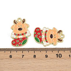 Подвески из сплава и эмали с изображением рождественских оленей ENAM-D304-01D-G