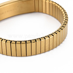Эластичный браслет из нержавеющей стали с прямоугольными звеньями, блочный браслет для женщин, золотые, внутренний диаметр: 2 дюйм (5.2 см)
