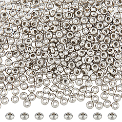 DICOSMETIC 500pcs Flat Round Spacer Beads 3mm Diameter Spacer Beads Seamless Loose Beads Stainless Steel Rondelle Beads European Beads Bulk for Bracelet Jewelry Making, Hole: 1.2mm