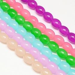Imitation Jade Glass Oval Bead Strands, Mixed Color, 11x8mm, Hole: 1mm, about 37pcs/strand, 15.7 inch