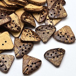 Triangle Coconut 2 Holes Sewing Buttons, Coconut Brown, 20~21x23~24x4~6mm, Hole: 1mm