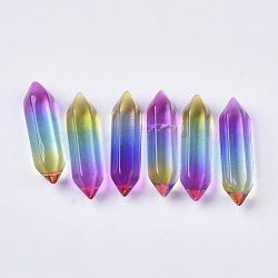 Glass Double Terminated Point Beads, No Hole/Undrilled, Bullet, Colorful, 30~32x8~9x8mm