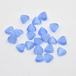 Heart Cat Eye Cabochons, Light Blue, 8x3mm