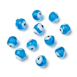 Perles vernissées manuelles, mauvais œil, bleu ciel, 8mm, Trou: 2mm