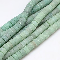 Natural Frosted Gemstone Green Aventurine Beads Strands, Column, 12~13x6~10mm, Hole: 1mm, about 40~50pcs/strand, 15.74 inch