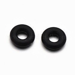 Gummi-O-Ringe, Donut Abstandsperlen, passen europäische Clip-Stopperperlen, Schwarz, 5x1 mm