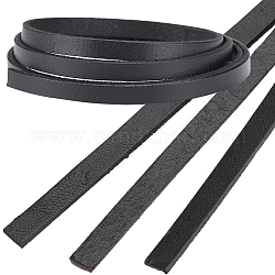 Gorgecraft 3Pcs Flat Leather Jewelry Cord, Jewelry DIY Making Material, Black, 6x2mm, about 80cm/pc