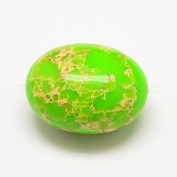 Fluorescent Beads Synthetic Regalite/Imperial Jasper/Sea Sediment Jasper Beads, Dyed, Oval, Lawn Green, 30x25x18mm, Hole: 2mm