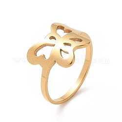 Chapado de iones (ip) 201 anillo de dedo de mariposa de acero inoxidable, anillo hueco ancho para mujer, dorado, 17mm