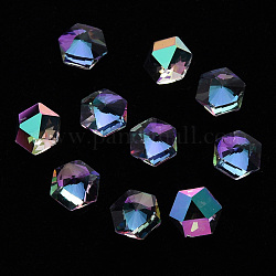 Шестиугольные прозрачные стеклянные кабошоны, ногтей декоративные аксессуары, граненые, красочный, 6x7x3.5 мм