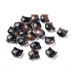 Abalorios de vidrio, para la fabricación de la joya, gato, negro, 12.5x14x6.5mm, agujero: 1 mm