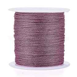 Polyester Braided Metallic Thread, for DIY Braided Bracelets Making and Embroidery, Old Rose, 0.4mm, 6-Ply, about 54.68 yards(50m)/roll
