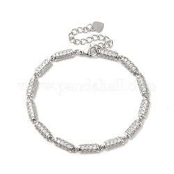 Bracelet chaîne à maillons de colonne en zircone cubique transparente, bijoux en laiton de placage de rack pour les femmes, sans cadmium et sans plomb, platine, 6-7/8 pouce (17.5 cm)
