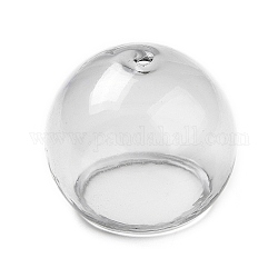 Transparenter Glasperlenkegel, für die Herstellung von Windspielen, Halbrund, Grau, 25x21.5 mm, Bohrung: 2 mm, Innendurchmesser: 16 mm